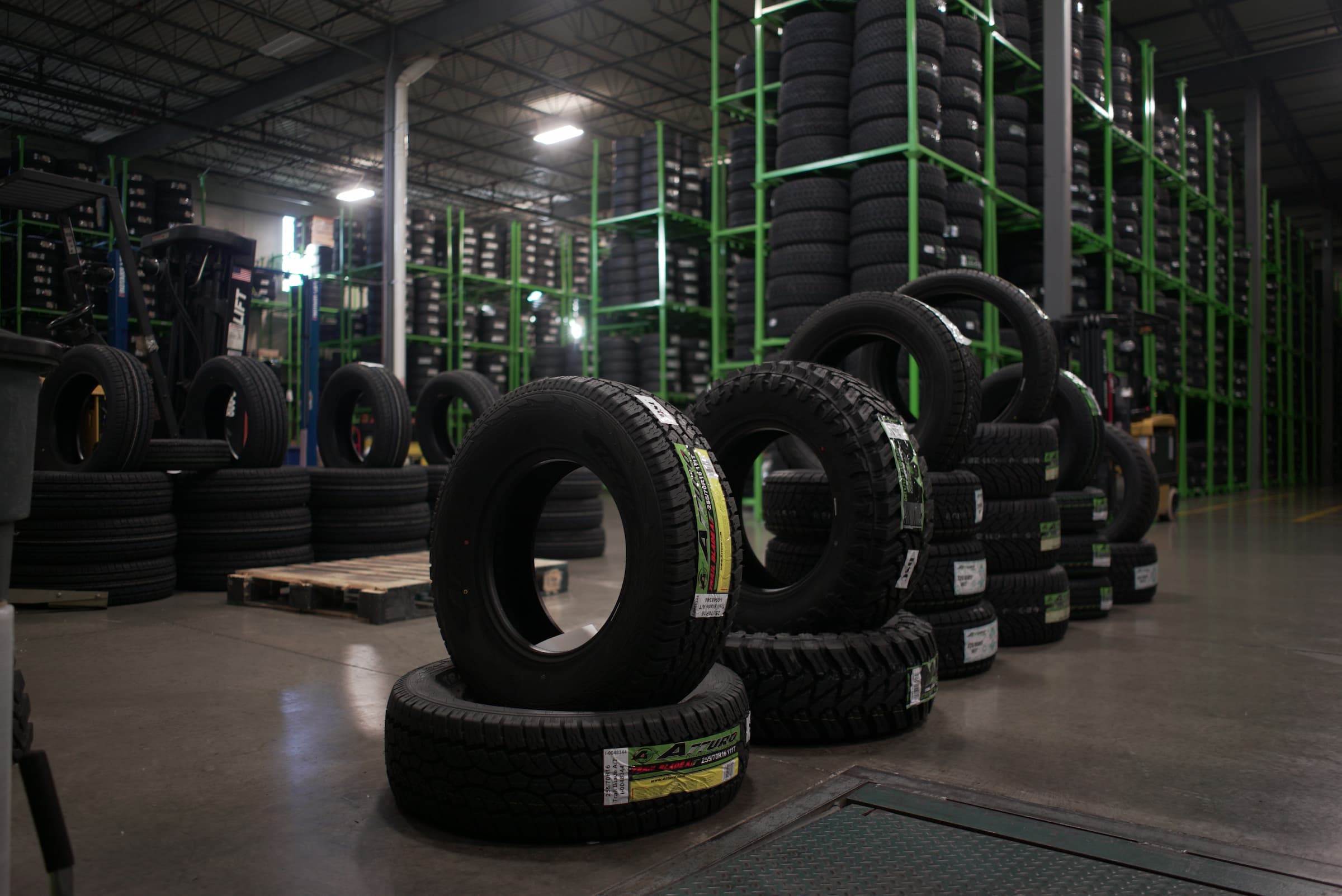 Wholesale tyres prepared in a Thailand warehouse